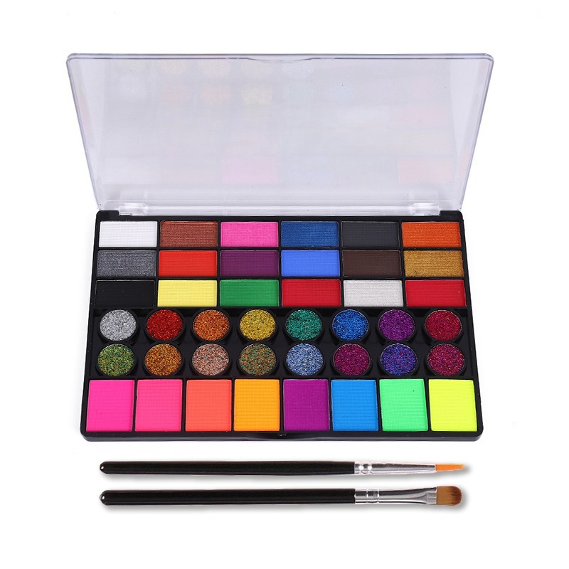 Excluencial transfronterizo para pintura facial de 42 colores, perlado fluorescente, lentejuelas de Halloween, gran juego, acuarela, multicolor, maquillaje de escenario, nuevo