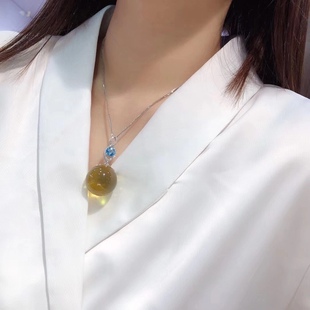 22mm Mexican Lamper Seiko Inlaid S925 Silver Pendant Natural Topaz Simple Not Simple Temperament