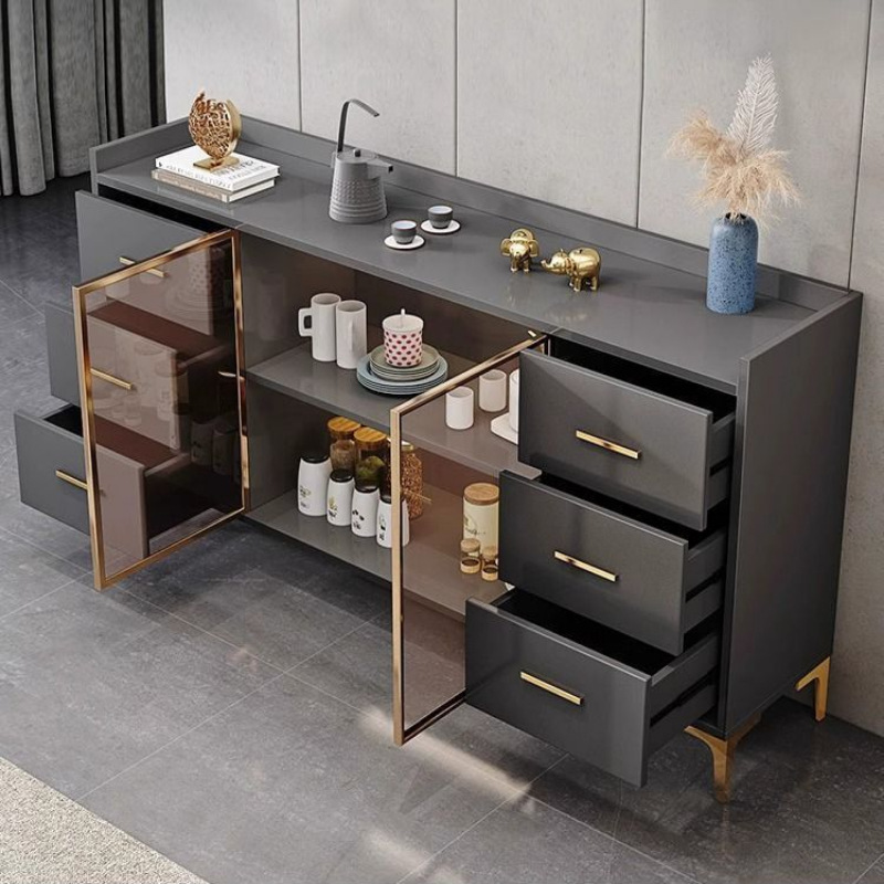 Gabinete de comedor moderno simple contra la pared armario de almacenamiento armario de almacenamiento sala de estar armario de almacenamiento de lujo ligero armario de microondas armario de té armario de vino