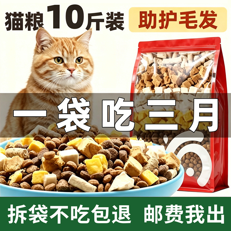 Grain-Free Freeze-Dried Fresh Meat Cat Food for Adult Cats and Kittens, Blue Cat Complete Nutrition 10kg Vegetable Nutrition Large Bag 25kg Wholesale Grain-Free Freeze-Dried Fresh Meat Cat Food for Adult Cats and Kittens, Blue Cat Complete Nutrition 10kg Vegetable Nutrition Large Bag 25kg Wholesale