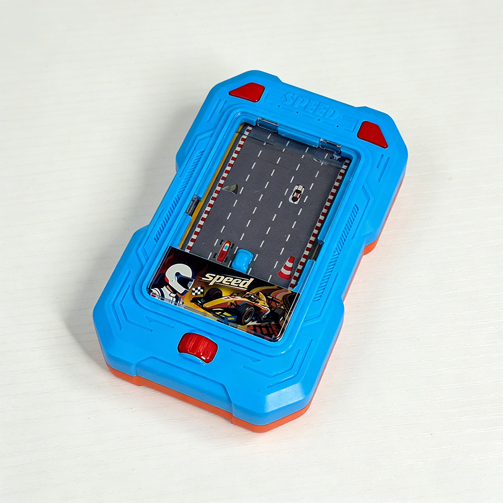 Blue electric racing car, game console