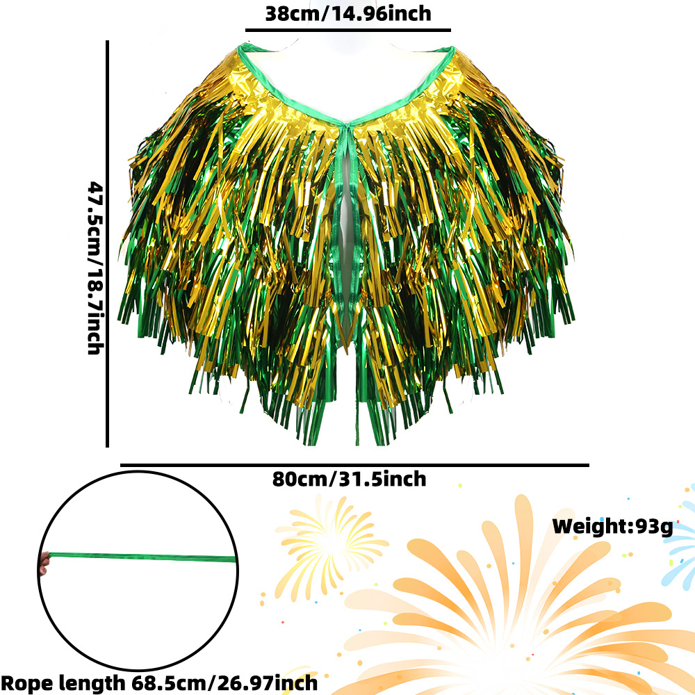 Nuevo carnaval transfronterizo vestido de lluvia festival de baile vestido de espectáculo vestido verde púrpura dorado capa de bordilla