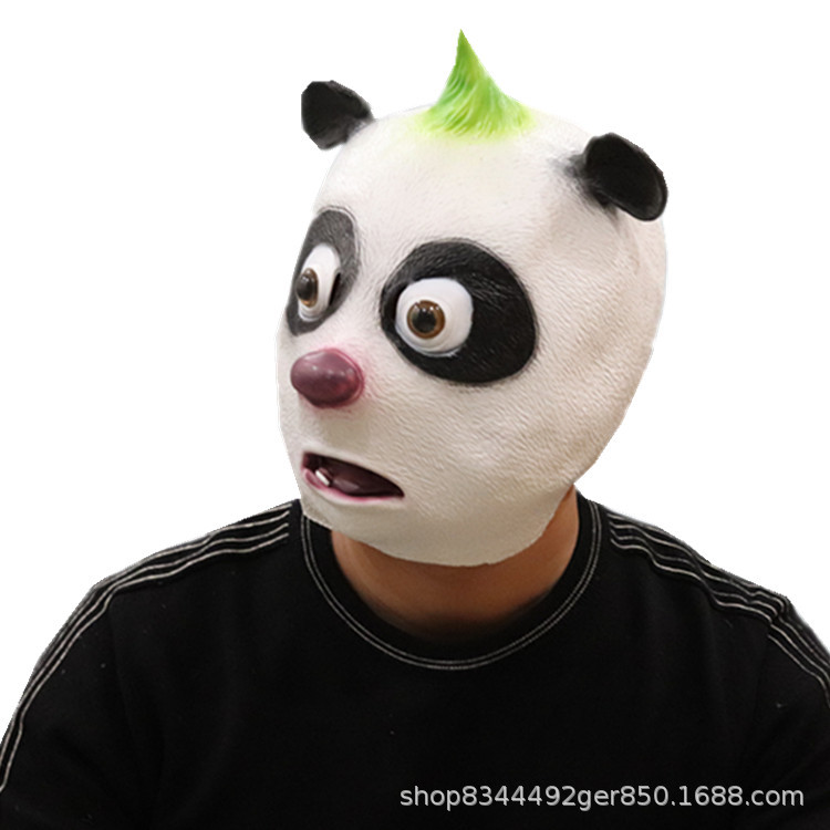 Panda máscara nuevo cuerno verde hehe cabeza cubierta de Halloween lindo animal accesorios del funcionamiento