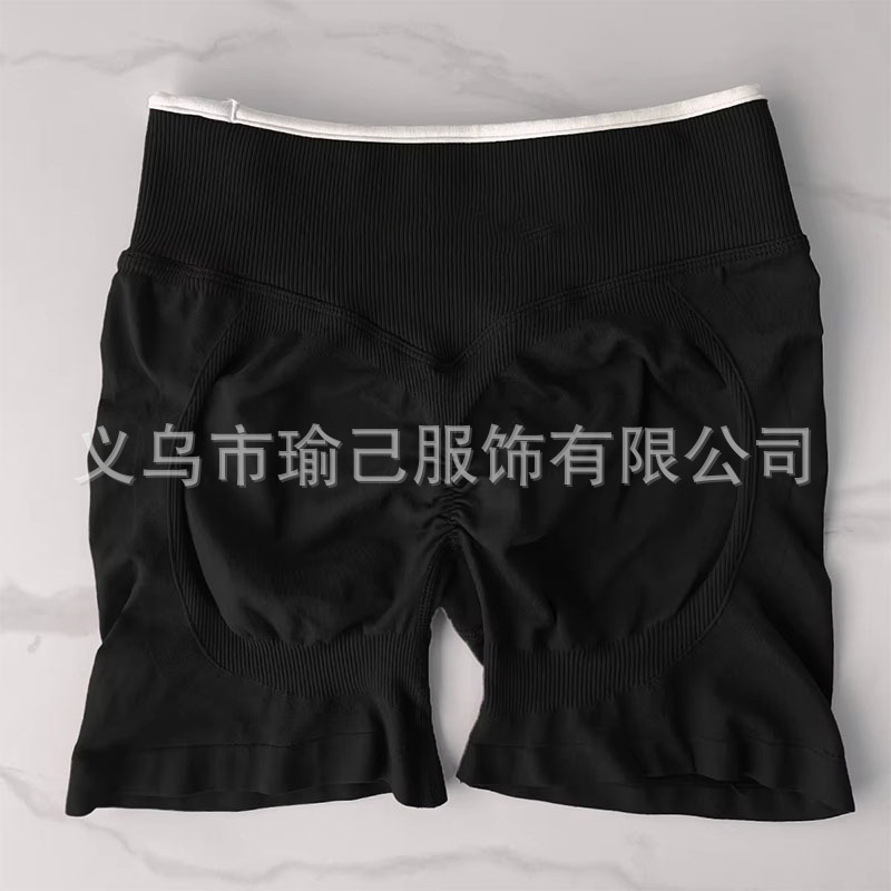 TEVEO拼色无缝紧身瑜伽短裤跑步运动健身裤女蜜桃提臀运动短裤|undefined