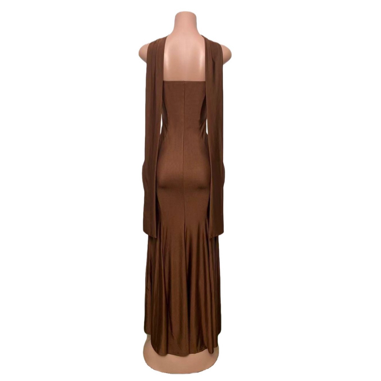 Robe de soirée dos nu avec décolleté en v et coupe sirène_voghion.com