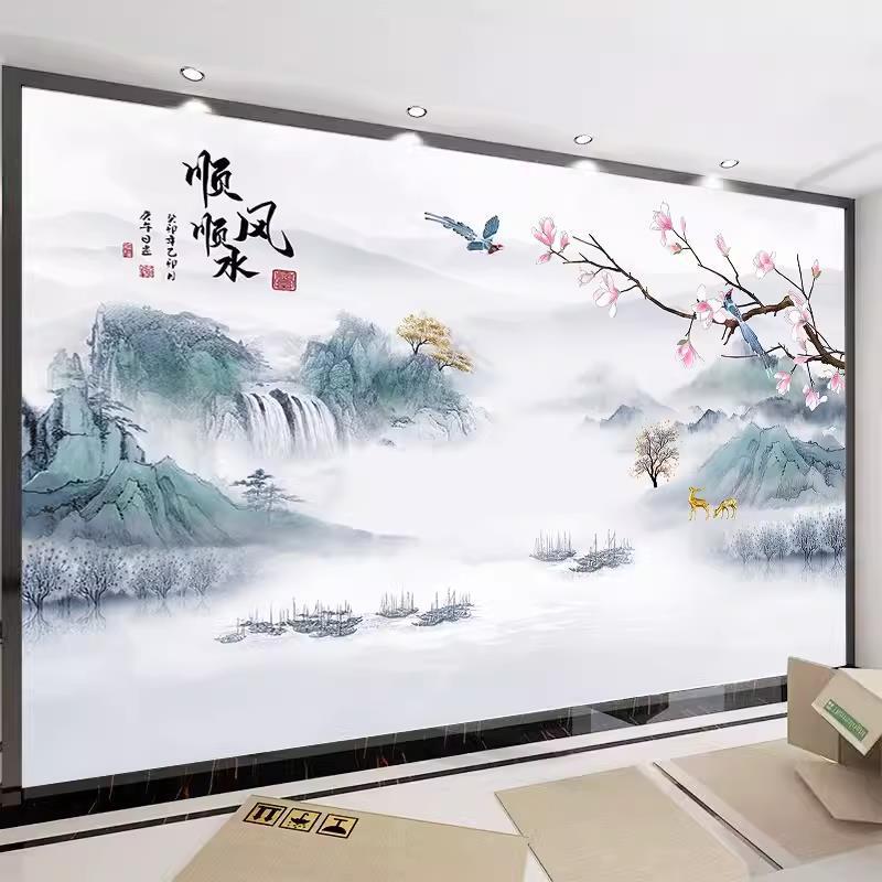 墙纸3d立体壁画电视背景墙壁纸客厅家和影视壁布装饰墙布自粘|undefined