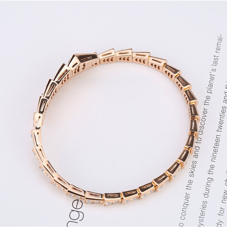 Shiny Snake Copper Inlay Zircon Bangle display picture 13