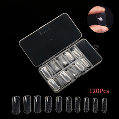 高端 美甲貼片穿戴甲批發120片帶刻度透明全貼無紙托光療水晶甲模
