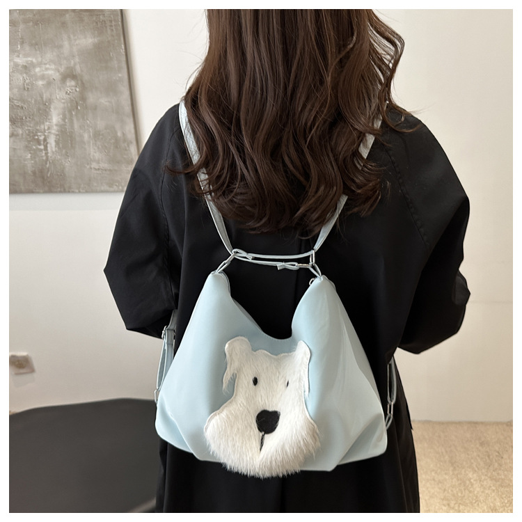 Cute little dog tote bag, women's bag, fashionable new school style backpack, large-capacity commuting single-shoulder bag undefined