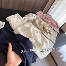 广州十三行夏季新款亚麻百搭清凉透气直筒休闲裤品牌女装批发货源