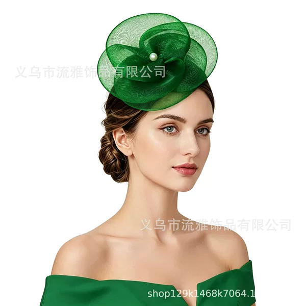 Popular Amazon mesh mini top hat headpiece, faux pearl flower headpiece, hair accessory, horse racing club vintage top hat headpiece