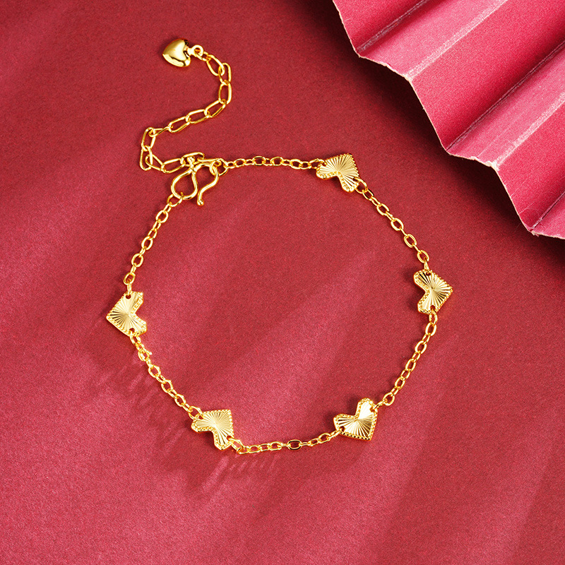 Nuevos productos vietnamitas pulseras de oro de arena coreana luz lujosa láser amor pulseras de moda mujer no se desvanecen joyas de mano al por mayor