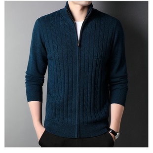 In stock stand collar wool winter ordinary wool thick slim youth casual men's sweater