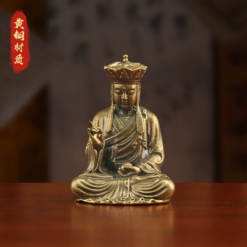 Статуя бодхисаттвы Кsitigarbha из латуни, ретро настольный декор для дома и поклонения