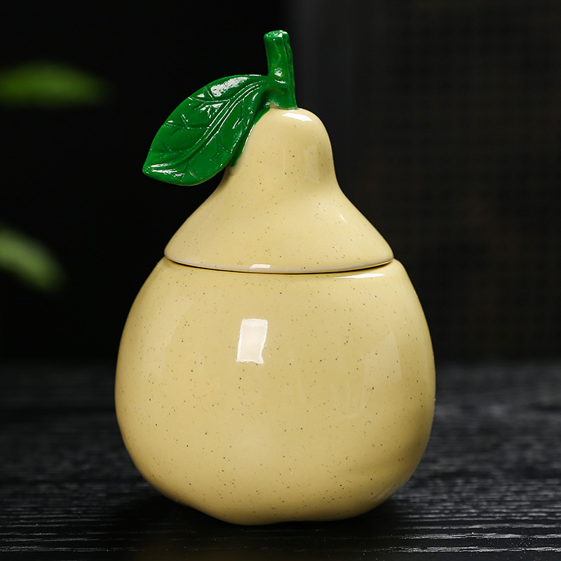 陶瓷梨子茶罐罐鸭梨喜糖罐雪梨创意茶罐伴手礼活动礼品印制LOGO