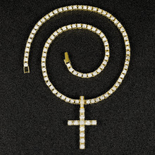 【活动】欧美跨境爆款嘻哈项链十字架吊坠4mm网球链潮男个性饰品