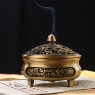New Arrival Incense Censer Alloy Creative Retro Dragon and Phoenix Incense Censer Tower Incense Tripod Censer Indoor Home Entrance Incense Road Ornaments