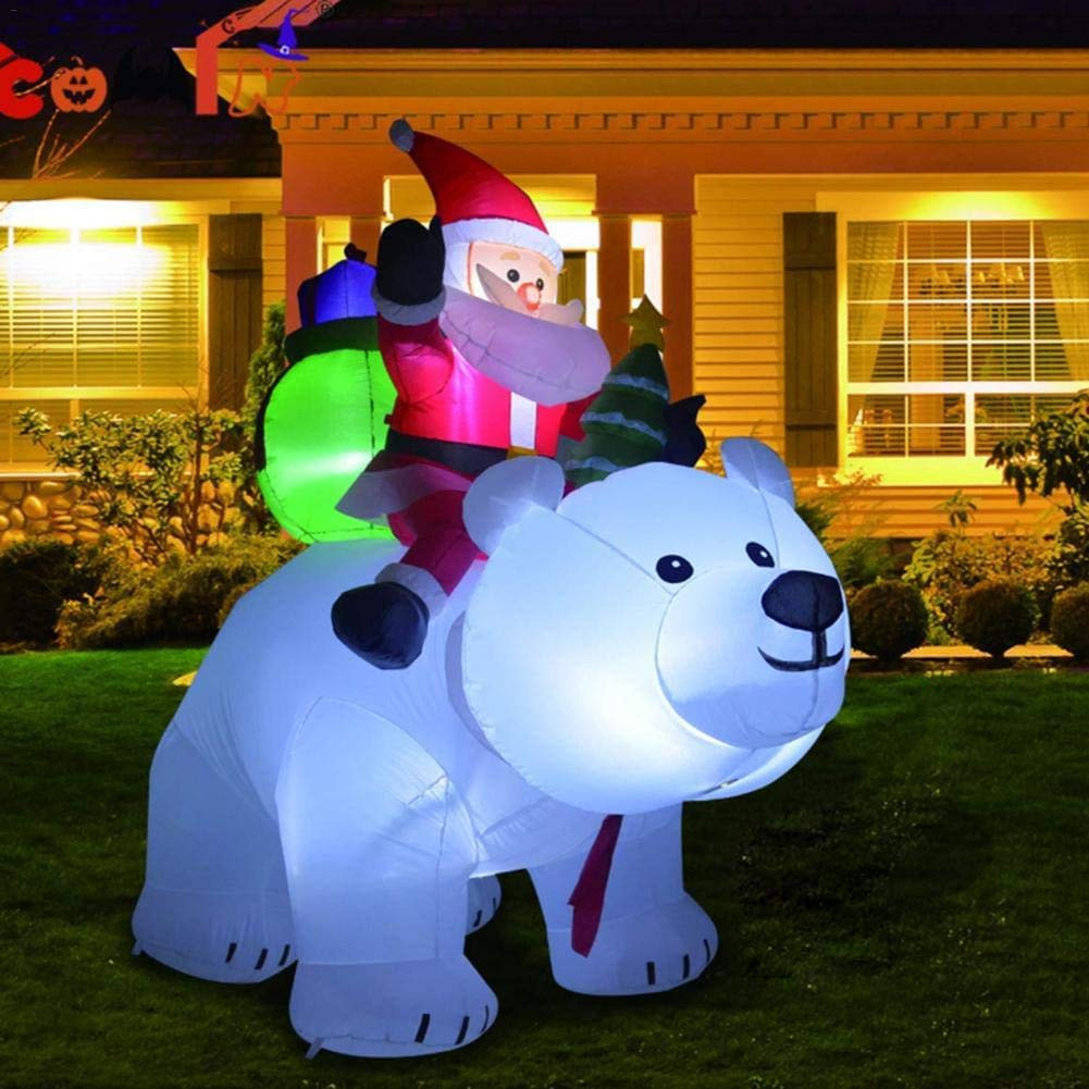 Venta caliente transfronteriza suministros de Navidad modelo inflable 2,1 m Santa Claus equitación sacudiendo la cabeza del oso decoración de Navidad