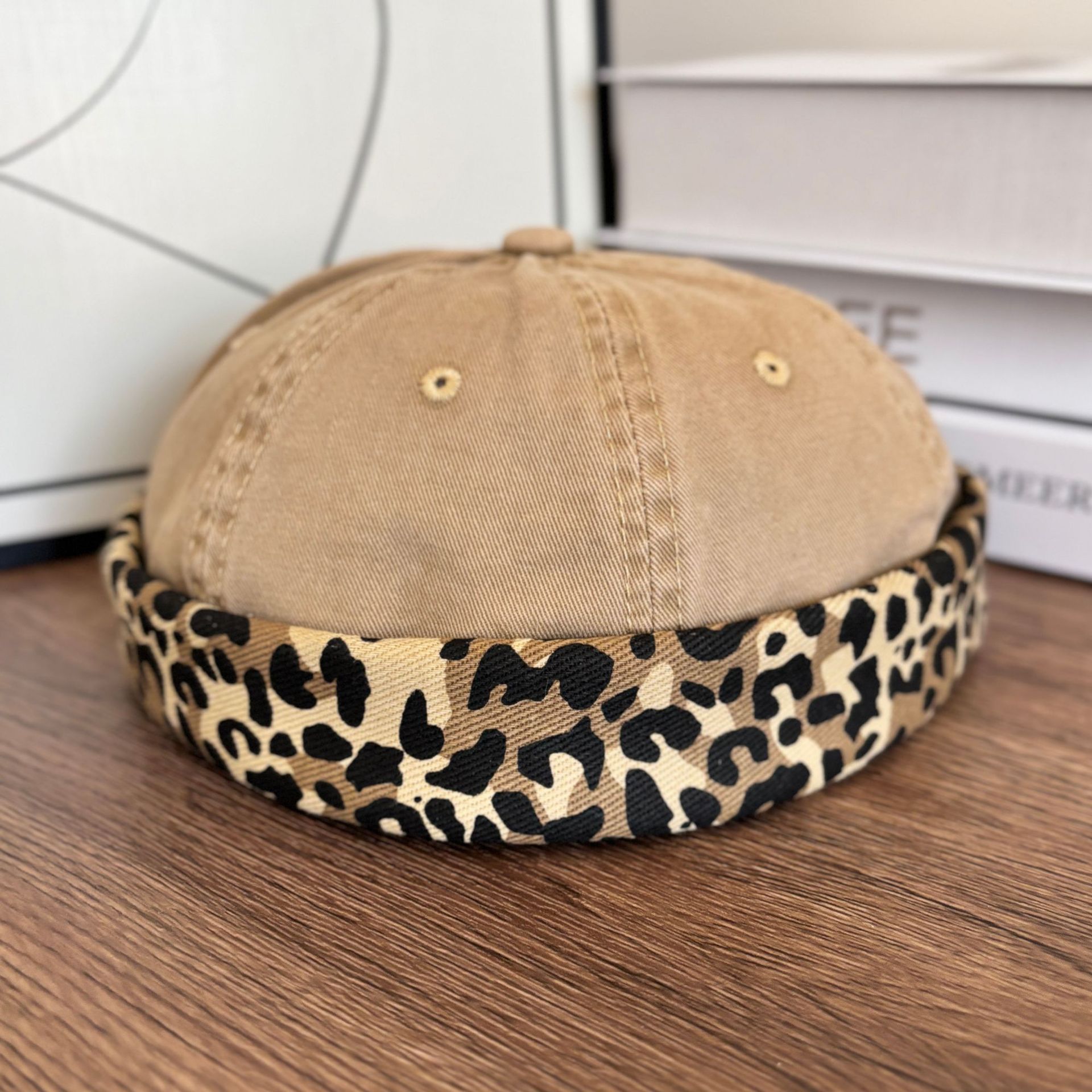 Leopard print landlord hat-khaki
