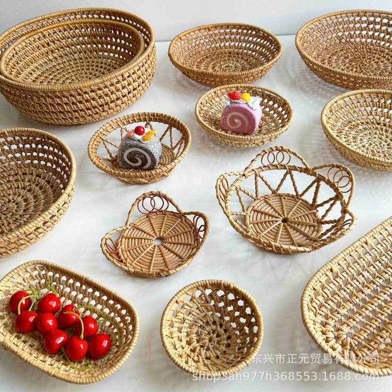 Wholesale Vietnam Autumn Rattan Woven Storage Basket Tea Leakage Basket Fruit Plate Hollow Basket Household Woven Small Tray Wholesale Vietnam Autumn Rattan Woven Storage Basket Tea Leakage Basket Fruit Plate Hollow Basket Household Woven Small Tray