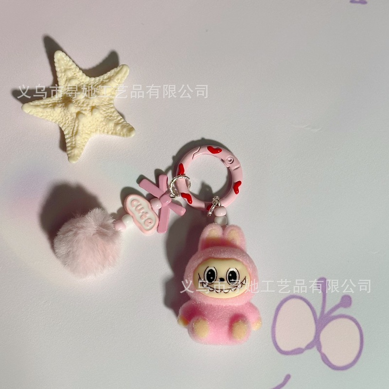 植绒迷你labubu二创猛粒搪胶萌粒包包手机挂件可爱钥匙扣闺蜜礼物|undefined