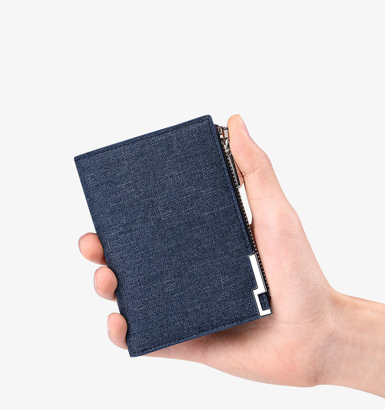 Ví nam gập mini Emperor Paul vải canvas siêu mỏng đựng thẻ và tiền xu chi tiết 14