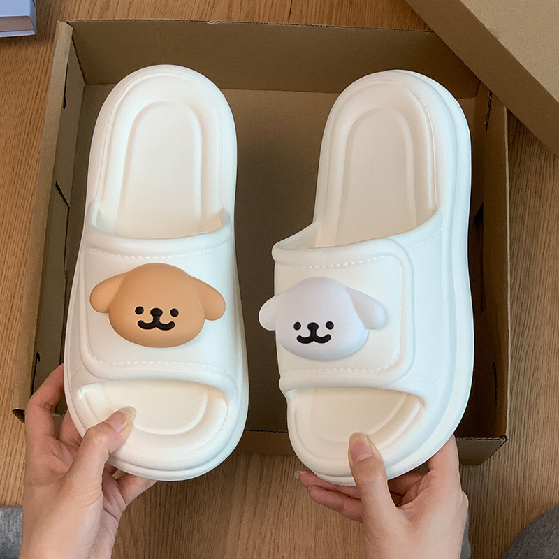 かわいいラインの子犬の厚底スリッパ、女性用夏用アウターウェア、EVAソフトソールトラベルサンダル、デイリースリッパ|undefined