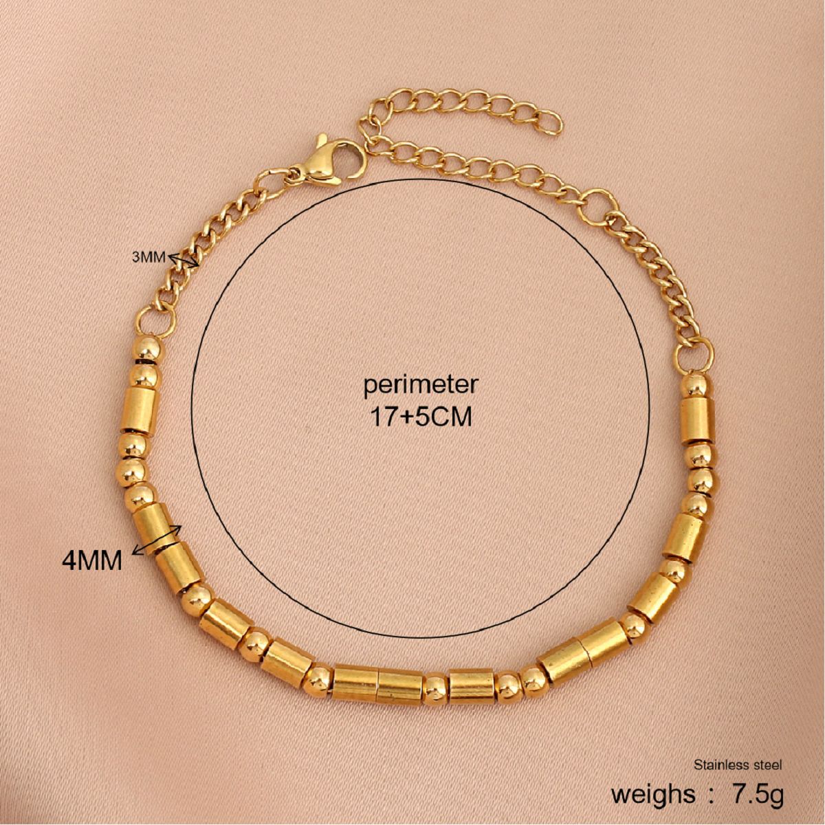 12g Weight Simple Style Classic Style Geometric 304 Stainless Steel 18K Gold Plated Bracelets In Bulk