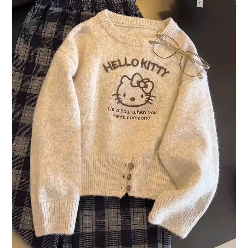女童HelloKitty毛衣秋冬季2025新款洋气儿童毛衣圆领套头针织上衣