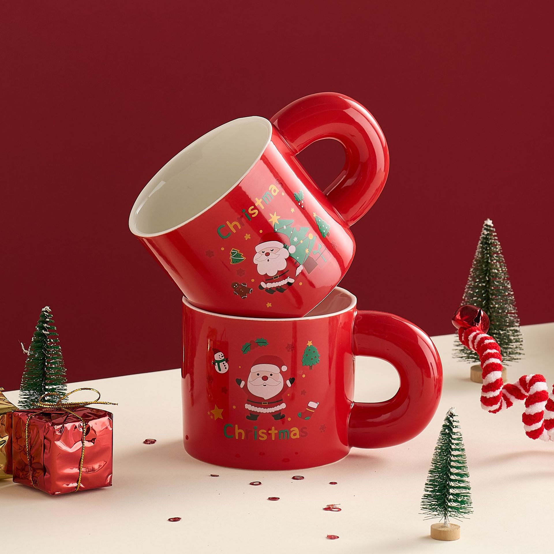 Regalos navideños, tazas de agua, tazas de souvenirs, dibujos animados creativos transfronterizos, tazas de Santa, tazas de cerámica