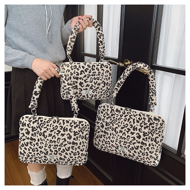 Korean Style Ins-Style Leopard Print Computer Sleeve Bag for iPad Tablet 11-Inch 13/ 15inch Laptop Shoulder Storage Bag