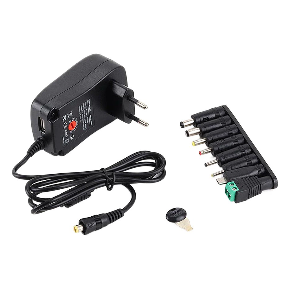 Зарядное устройство 30 Вт с регулируемым напряжением 3-12 В, адаптер с 8 DC-разъемами, европейский стандарт, сертификация безопасности
