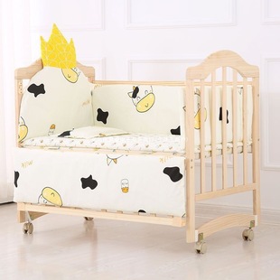 Crib Newborn Solid Wood Paint-Free Baby Bed Cradle Bed Children's Bed Can Be Spliced ​​Into a Large Bed Cradle Cradle