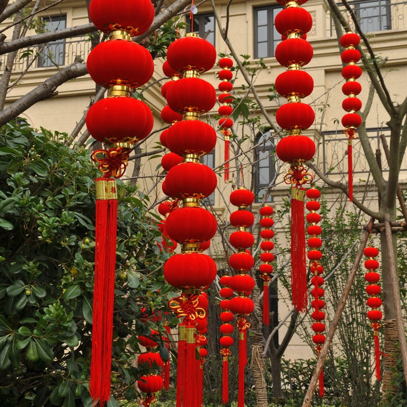Flocked Small Lantern String Decorations, Small Red Lantern String Lights, Connected Lantern Decorations for Outdoor Trees, Spring Festival and New Year Hanging Ornaments Flocked Small Lantern String Decorations, Small Red Lantern String Lights, Connected Lantern Decorations for Outdoor Trees, Spring Festival and New Year Hanging Ornaments