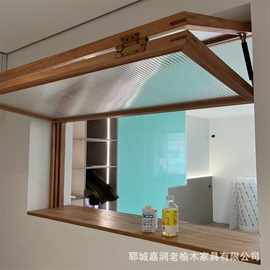 榆木窗户框民宿厨房上翻复古窗户花店餐厅平推折叠实木窗折叠窗