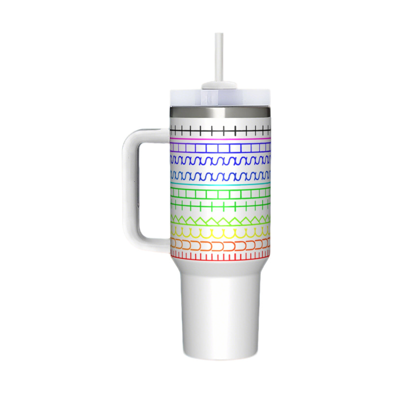 Inventario transfronterizo letras ocultas 40oz taza de automóvil mango de paja taza de aislamiento de frío Taza de aislamiento de hielo Big Mac Taza personalizada
