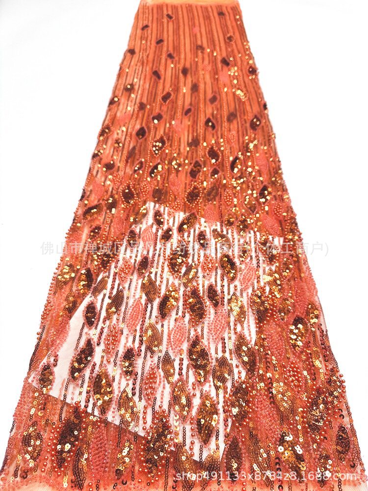 Fábrica directa tridimensional bolsas de perlas tubo bordado tela de alta gama vestido de boda moda cena vestido de tela