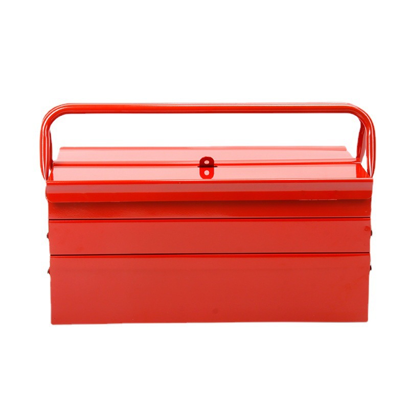 Caja de herramientas de hierro de tres tapas de Kraftwell Caja de herramientas de hierro plegable PK0224T