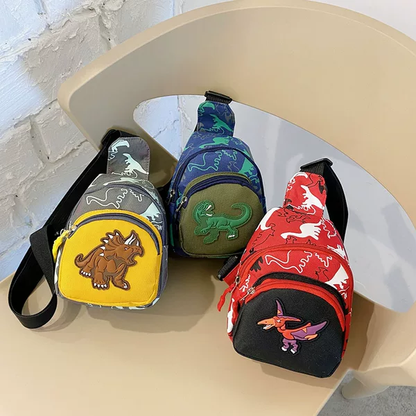 New Children's Bag Fashionable Cartoon Bag for Boys and Girls Baby's Coin Purse Children's Chest Bag Dinosaur Crossbody Small Bag