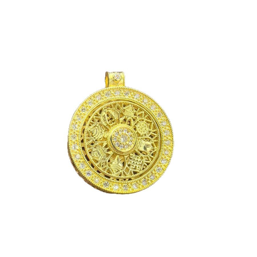 DZ222 Manhao Stone Eight Treasures Compass Gold Pendant Necklace…