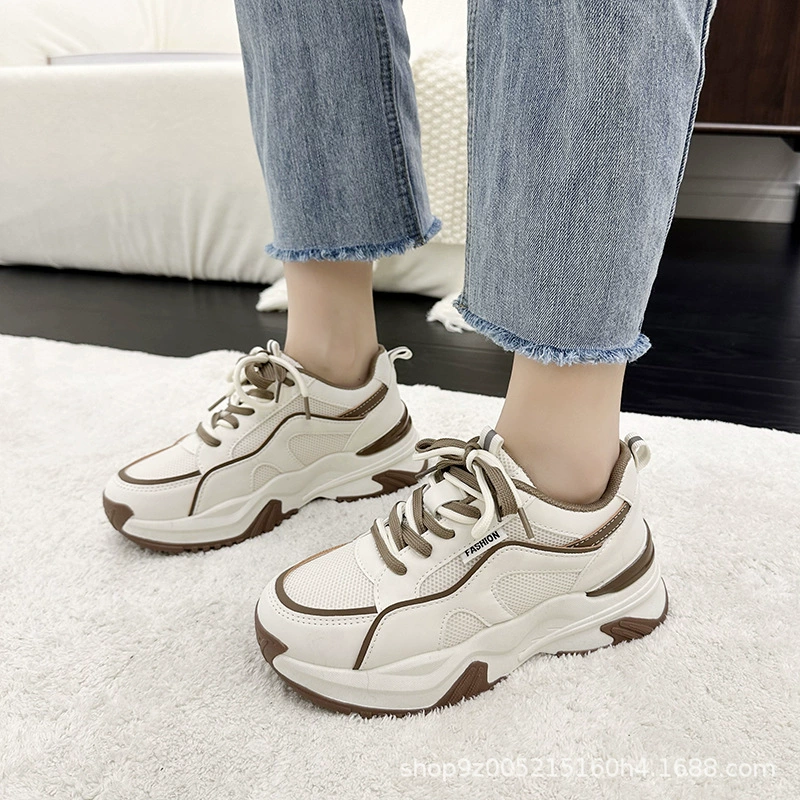 Женские кроссовки 2025, новые весенне-осенние универсальные женские туфли на толстой подошве, увеличивающие рост, удобные кроссовки для бега на мягкой подошве для женщин