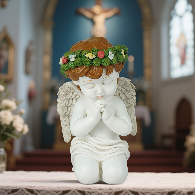  Specializes in Resin Angel Praying Boy Kneeling Ornaments Home Desktop Resin Creative Sculpture Decorative Gifts