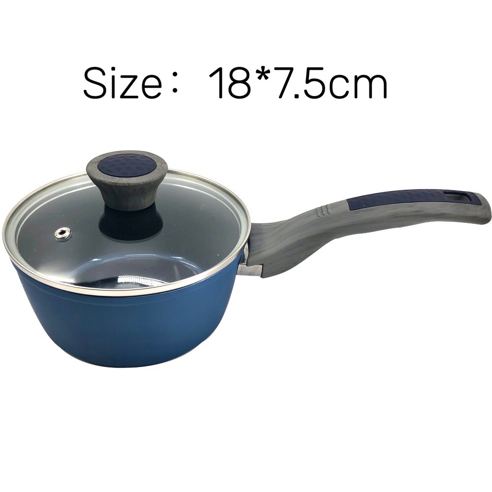 Fábrica directa imitación de fundición de aluminio antiadherente panela recubierto de cerámica azul salsa de leche de salsa