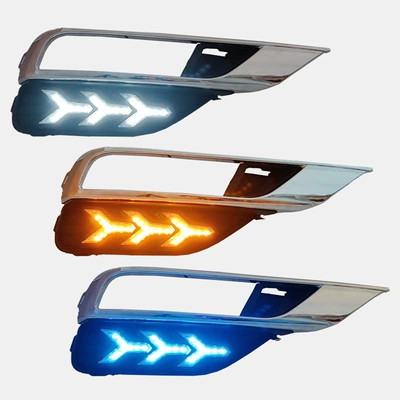 Suitable for 15-16 Honda CRV daytime running lights dedicated LED daytime running lights US version CRV modified front fog lights (Gündüz işıqları) - chinese-version-of-fishbone-three-color-daytime-running-lights-one-price