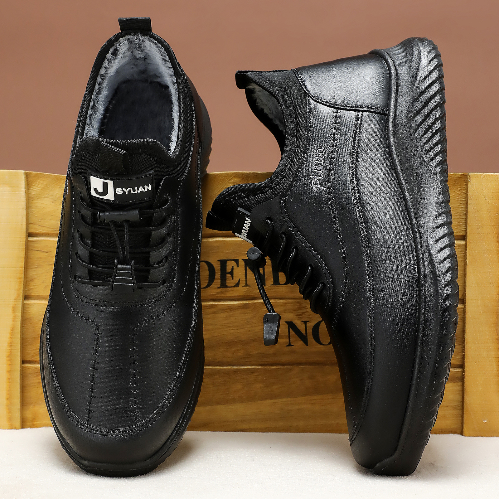 Zapatos de algodón de hombre, invierno, nuevas botas de cuero, botas de hombre con suela gruesa, calentamiento, botas de algodón gruesas, botas de nieve cómodas a prueba de frío