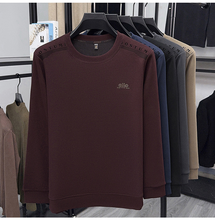 Áo sweatshirt nam cổ tròn dài tay, nỉ lông cừu dày dặn, form rộng thoải mái — Xanh trên chi tiết 18