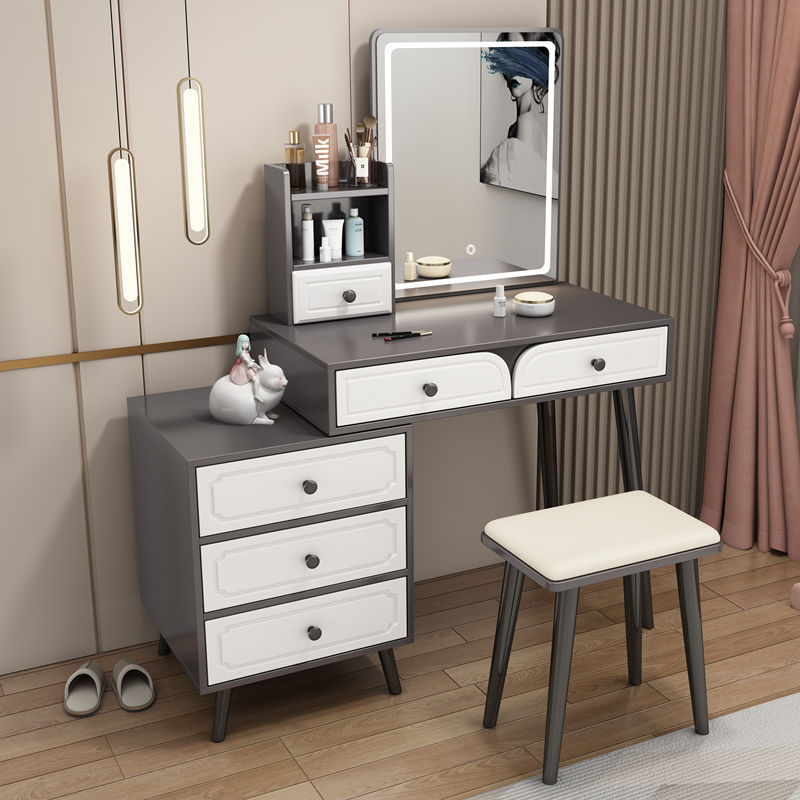 Nórdico blanco red red comedor dormitorio pequeño armario tabla plegable espejo escondido inteligente simple lámpara LED