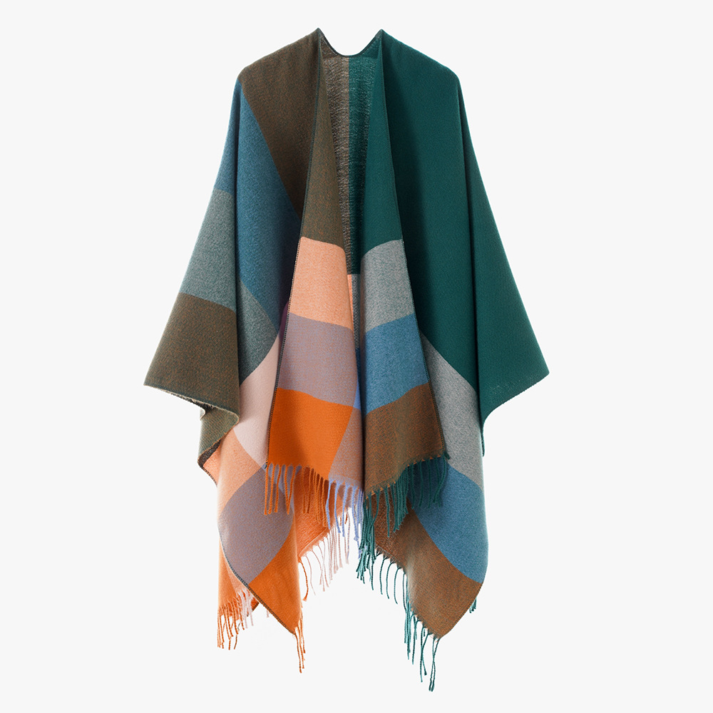 Comercio exterior nuevo bordillo bifurcado chal otoño invierno damas simple bufandas jacquard capas venta al por mayor transfronteriza