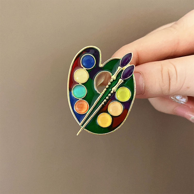 Enamel Colorful Painting Plate Brooch, Classy Niche Classy Corsage Accessories Pin, Waist-Cinching Classy Retro Wholesale for Women