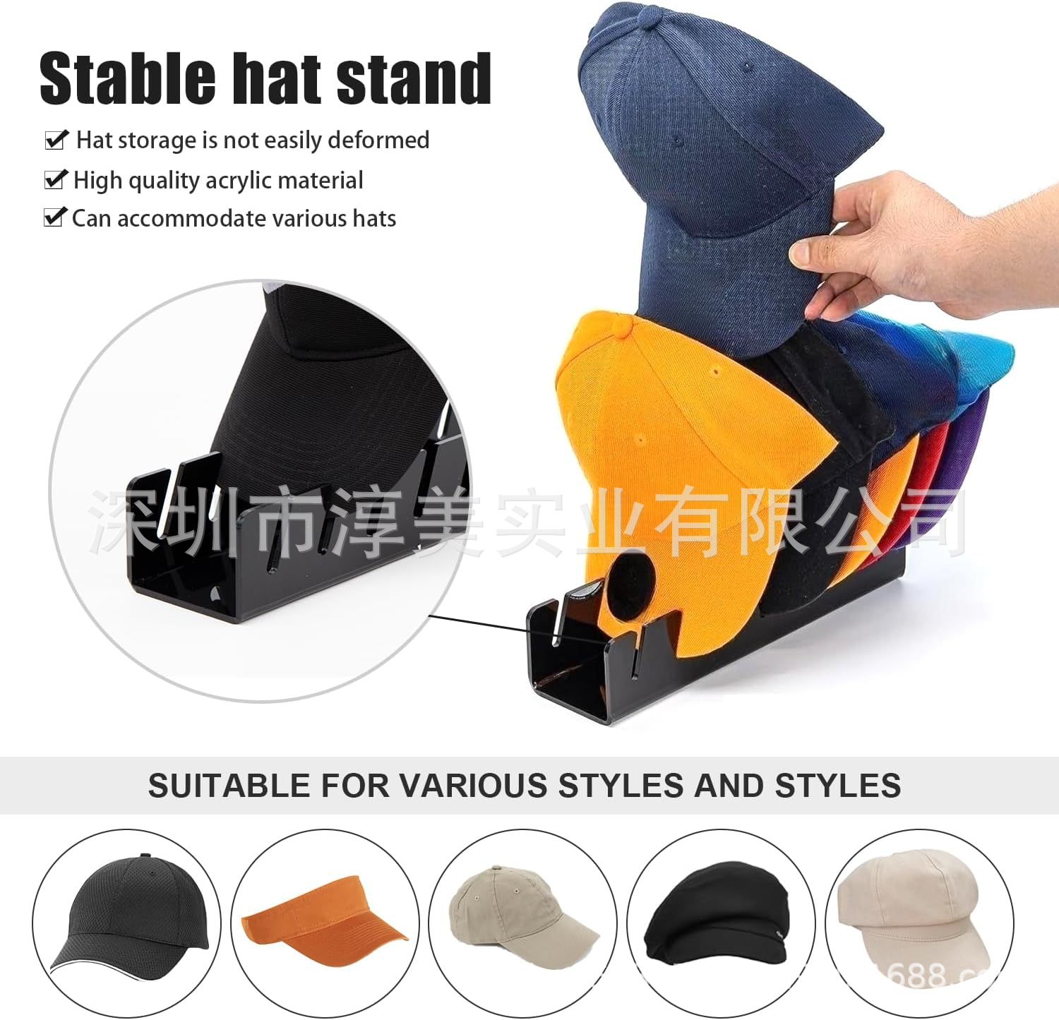 Çapraz Sınır Akrilik Şapka Standı Stokta Ördek Gagası Şapka Beyzbol Şapkası Şapka Standı Vitrin Standı Amazon Yeni Model Şapka Standı